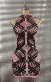 Claire Full Rhinestone Off Shoulder Bodycon Mini Dress