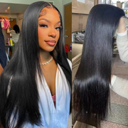 30 inch straight human hair wig – Brazilian silky straight 13x6 HD transparent lace front wig for women