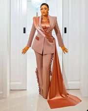Designer Ruffles Suit Lady Blazer Wear Pant Suit - Envious Designs
