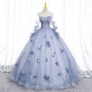 Blue Grey Quinceañera Dress