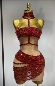 Amira sparkly sequins two piece evening party set for women