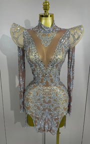 Annie Shiny Rhinestone Transparent Short Birthday Dress