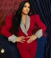 Crystal Rhinestone Mother Of The Bride Pant Suits Evening Party Blazer Suits Women Tuxedos For Wedding 2 Pieces - Envious Designs