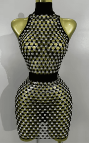 Jane Sparkly Diamond Sheer Mesh Bodycon Mini Dress