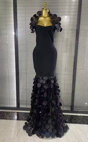 Selena Sexy Halter Mesh Ruffle Long Bandage Maxi Dress