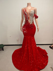 Imani Elegant Applique Red Mermaid Prom Dress-Ready to Ship