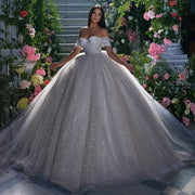Glitter Off-Shoulder A-Line Wedding Dress