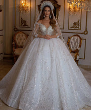 Sparkly Off-Shoulder Princess Wedding Gown