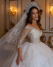 Sparkly Off-Shoulder Princess Wedding Gown