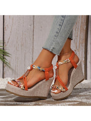 Colorblock Geometric Pattern Leisure Wedges & Platform