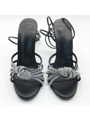 Shiny Rhinestones Tie-wrap Pointed High Heels