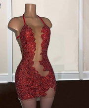 Red Rhinestone Diamond Birthday Dress