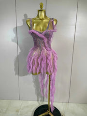 Sophie Sexy Mesh Ruffled See-Through Mini Dress