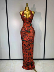 Leona Sparkly Rhinestone Halter Bodycon Dress for Women