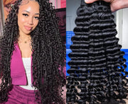 Curly deep wave bulk human hair – 100% Brazilian hair for braiding, no weft extensions, perfect for Malaysian boho braids with natural curls