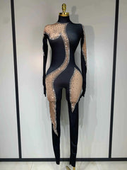 Nicole Sparkly Rhinestone Bodycon Performance Bodysuit