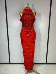 Women Sexy Sleeveless Flower Beading Bodycon Bandage Dresses 2026 Celebrity Elegant Cocktail Luxury Birthfay Evening Party Dress