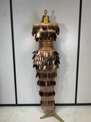 Joie Sexy Rhinestone Leaf Mesh Bodycon Dress