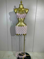 Charmaine Sexy Halter Hollow Out Chain Tassel Dress