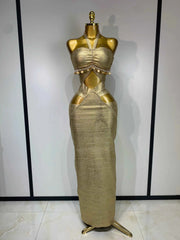 Irene Sexy Backless Beaded Bodycon Bandage Dress