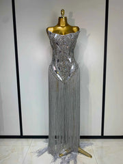 Nevaeh Strapless Shining Diamond Bandage Dress