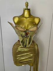 Belle sexy two-piece top with sparkling gold sequins birthday outfit for women party night out