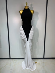Camille patchwork sleeveless ruched bodycon maxi dress for evening wear