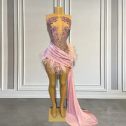 Short Pink Rhinestone Birthday Dress