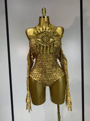Tessa Diamond-Embellished Slim-Fit Bodysuit Jumpsuit