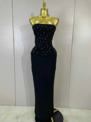Hazel Strapless Pearl Beaded Two-Piece Bandage Dress Set