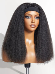 30 inch 3 in 1 half kinky straight human hair wig with drawstring seamless flip, 250% density, glueless and silk-free wear and go wig.