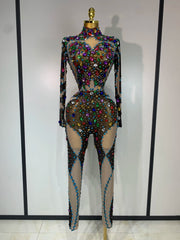 Luxury rhinestone slim bodycon jumpsuit – Hannah style.