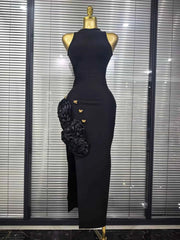Jeena Sleeveless O-Neck Sequin Floral Bodycon Bandage Maxi Dress