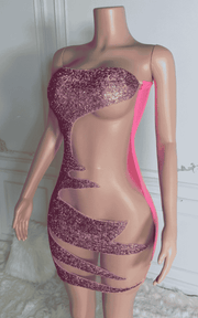Rhinestone Illusion Halter Bodycon Birthday Dress With Scalloped Crystal Detail