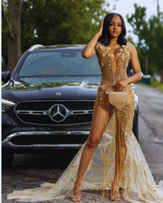 Mermaid s Beading Diamonds Rhinestones Tiered Prom Dress