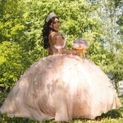 Flower Beaded Princess Quinceanera Dress