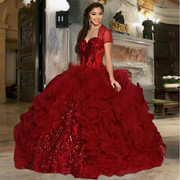 Gorgeous Burgundy Ball Gown Quinceanera Dress - Envious Designs