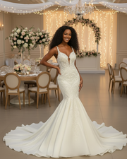 Vintage Sexy V-neck Mermaid Wedding Dress - Envious Designs