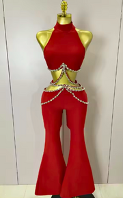 Lauren Rhinestone Cut Out Two Piece Bandage Set