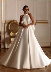 Halter Satin Mermaid Sweetheart Neck Wedding Dresses