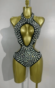 Kaye Crystal Handmade Sparkly Diamond Bodysuit Swimsuit