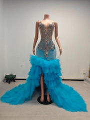 Kathlyn luxury diamond rhinestone ruffled prom dress for women formal night