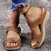Crystal Thick Sole Slippers for Women Summer Flower Wedges Sandals Woman Non Slip Beach Shoes Ladies Plus Size 43