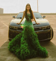 Green Sweetheart Sequin Prom Dress
