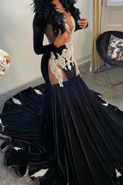 Crystal Beading Velvet Prom Dress - Envious Designs