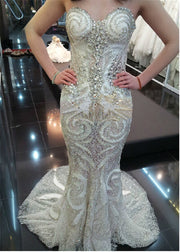 Luxurious Crystal Beaded Mermaid Wedding Dress