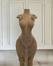 Sheer Neck Beading Mermaid Birthday Dress