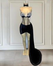 Sexy Velvet Applique Beading Birthday Dress
