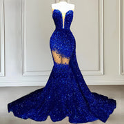 Silver Sparkly Sequin Diamond Mermaid Prom Dress