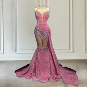 Silver Sparkly Sequin Diamond Mermaid Prom Dress